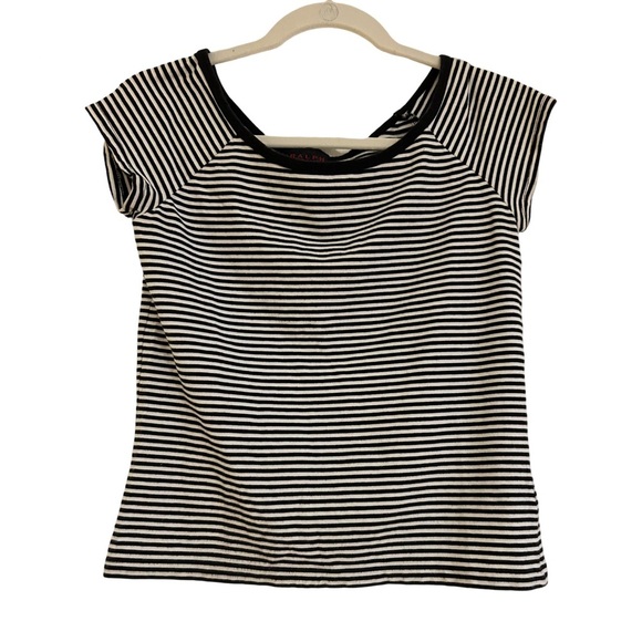 RALPH by Ralph Lauren Striped Cap Sleeve Tee - Picture 1 of 4